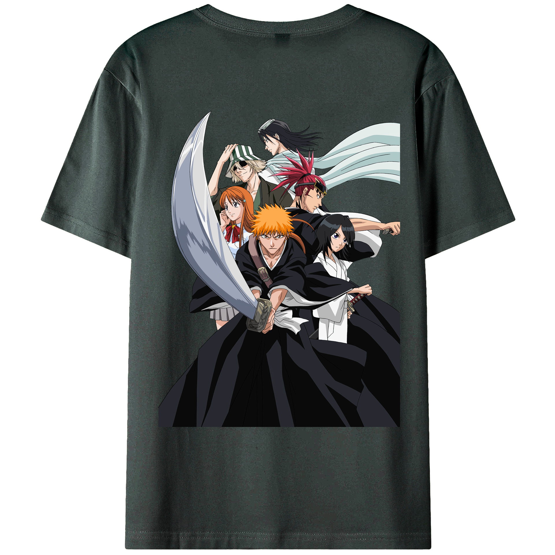 （画像用） ブリーチ 黒崎一護（くろさき いちご）BLEACH Kurosaki Ichigo 綿100％ メンズ半袖Tシャツ（バックプリント） 通気性